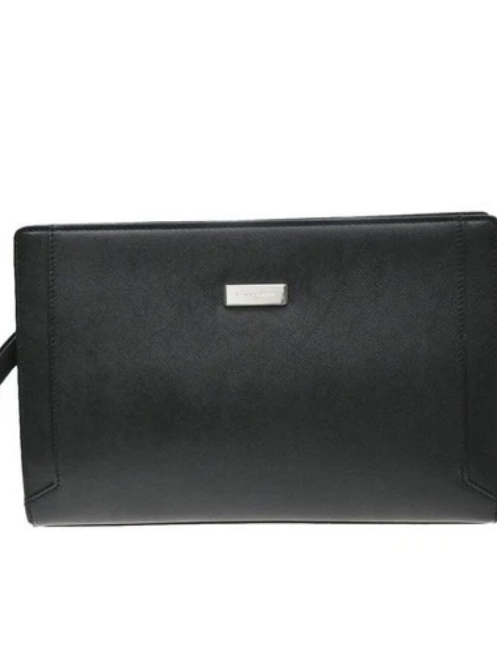 BURBERRY Logo Clutch Hand Bag Leather Black SHW 07MA751